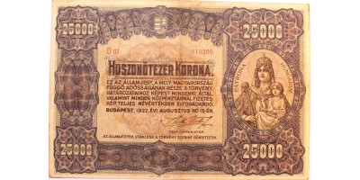 25000 korona 1922 RR!